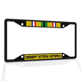Fastasticdeals Metal Insert License Plate Frame Desert Storm Veteran B Weatherproof Car Accessories Black 4 Holes Solid Insert