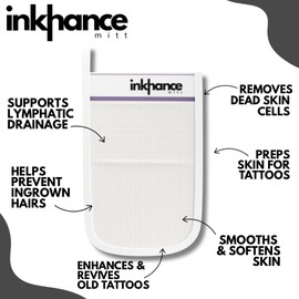 Inkhance Exfoliating Mitt – Skin Softener Glove for Tattoo Prep, Old Tattoo Enhancing, Dry Skin, Keratosis Pilaris, Ingrown Hairs, Strawberry Legs – Smooth Skin & Lymphatic Drainage Support