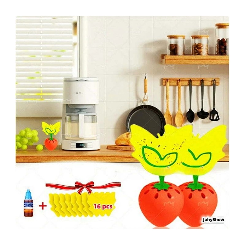 Unbranded 2-Pack Reusable Fruit Fly Traps with 16 Sticky Pads