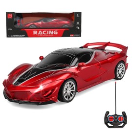 victob Remote Control Racing Car, 1:18 High Speed RC Cars Toys for Boys Girls, Vehicle Toy with Lights & Controller, Christmas Birthday Gifts for Kids Age 3+ (Red)