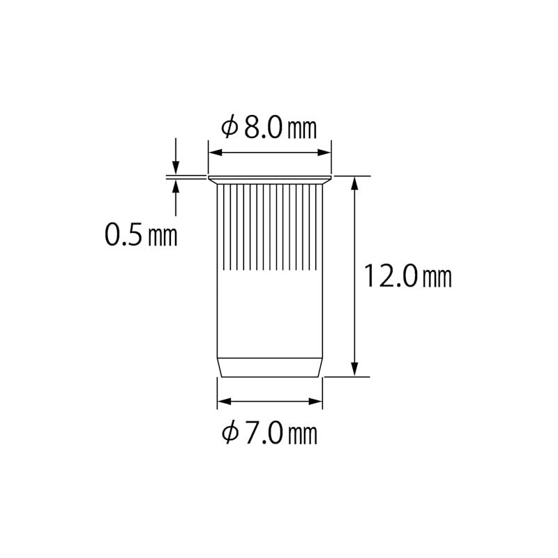 Lobtex Knurling Nut (Thin Head, Steel) Eco Pack, Plate Thickness: