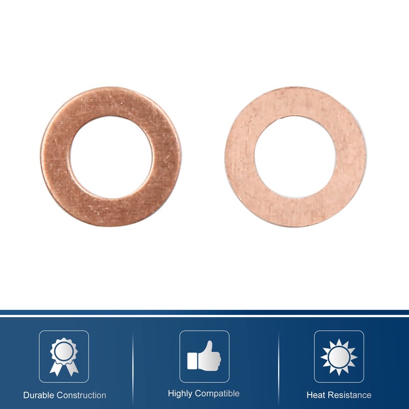 sourcing map Pack of 20 Washers 8 mm Copper Rings
