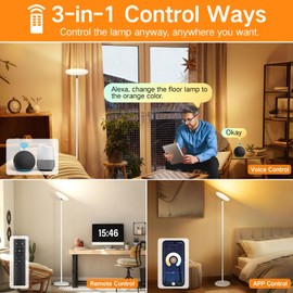 OUTON Smart LED Floor Lamp, 30W/3000LM Dimmable Bright Torchiere Sky Lamp Compatible with Alexa Google Home, WiFi Remote, Tall Standing Lamp with 4 Color Temperature for Living Room Bedroom Office