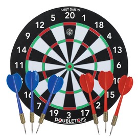Shot! - Double Tops Dartboard Game | 2-in-1, Tournament Size | Easy to Hang | Includes 6 Steel Tip Darts | Professional Dart Board, Darts Board Set, Game for Adults