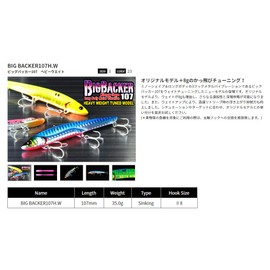 JACKALL Big Backer Lure 107HW 1.2 oz (35 g) Bullping Low Stripe