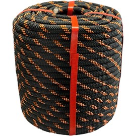 Arborist Rigging Rope Bull Rope Black (1/2 in x 150ft) Polyester Braided Arborist Rope 48 Strands for Tree Work Camping or Swinging…