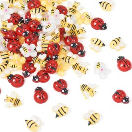 Cheriswelry 120Pcs Cute Insect Cabochons Ladybug Honeybee Flower Resin Cabochons Flatback No Hole Cabochons Ornament 7~10mm for DIY Embellishment Crafts Hair Clip Phone Scrapbook Decor…