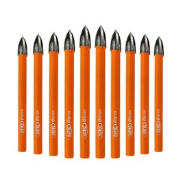 Carbide Tip Drill Bit-BGTEC Wood Drill Bits, 10pcs 6mm Round Shank Carbide Drill Bits for Wood Plastic Masonry Brick Granite