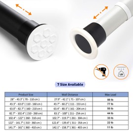 Homease Tension Shower Curtain Rods 82.7-102.4 IN Room Divider Never Rust Adjustable Spring Rods for Window Bathroom Balcony Storeroom Laundry Non-slip No Drilling Easy to Install White