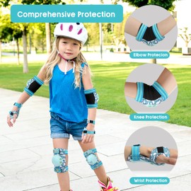 Kids Knee Pads for Girls Boys Toddler 3-8 Years Old Knee and Elbow Pads with Wrist Guards Youth Protective Gear Set for Skateboard Cycling Roller Bike Inline Scooter Skating