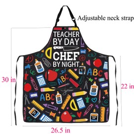 ENSIANTH Teacher Apron with Pockets Chef Teacher Gifts Teacher Appreciation Gifts Teacher Cooking Kitchen Baking BBQ Apron (25111 Teacher by A)