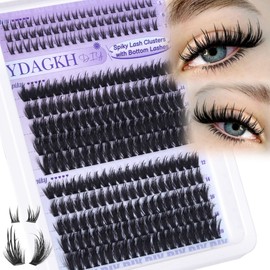 Spikes Lash Clusters with Bottom Lashes Volume Lash Extension with Spikes Full Wispy Cluster Eyelash Extensions Spiky Manga Individual Lashes Natural Eyelash Extension DIY at home(5-20mm, 260Pcs)