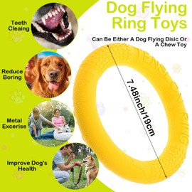 zisiueel 4 Pack Dog Toy Dog Training Ring for Outdoor Aggressive Durable Pet Chewers Fetch Toys Flying Disc Floating Puppy Ring for Large Medium Puppy Training and Teeth Cleaning(7.48 Inch)