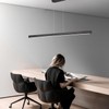 Black Wood Linear Pendant Light – Dimmable LED Chandelier with