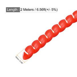 Rebower Spiral Tube Wrap Management Pipe Flexible Cord PP Polyethylene [for Office, Computer, TV ] - 8mm x 10mm / 2M / Red