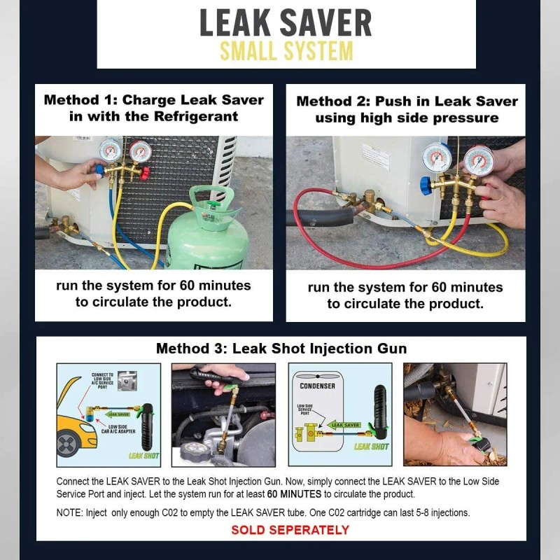 Leak Saver Direct Inject Refrigerant Leak Sealer Small System up