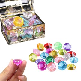 Omeblos 60 Pcs 20mm Gemstones for Kids,Acrylic Diamond Gems Jewels,Kids Play Gems Ice Rocks Gems,for Party Favors Vase Fillers Wedding Decorations Pirate Treasure Hunt, Diving Teaching,Party,Gifts