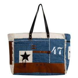 Myra Bag Western Leather Shoulder Bag for Women, Upcycled Canvas Weekender Bag - Country Road 47