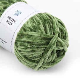 Pretty Jolly Soft Chenille Yarn Velvet Yarn Fancy Yarn for Crochet Weaving Crafts Blanket Yarn for Knitting, Total 2×255m, 2×150g, Army Green, 2 Skeins