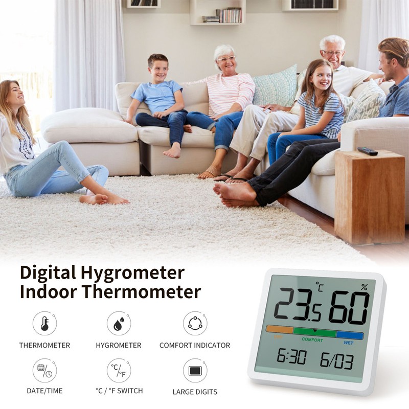 Temperature Humidity Monitor 3 in 1 Temp Tester Digital Display