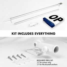 G128 Combo Pack: 5 Ft Aluminum Spinning Flagpole (Silver) & Open Flag 2x3 Ft, LiteWeave Pro Series Printed 150D Polyester | Pole with Flag Included