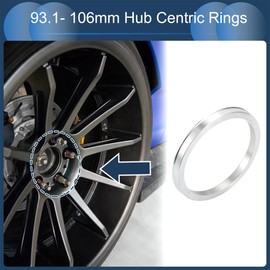 INFINAUTO Hub Centering Rings, 106mm OD 93.1mm ID Car Wheel Rim Centering Rings Aluminium Alloy Silver Tone 4pcs