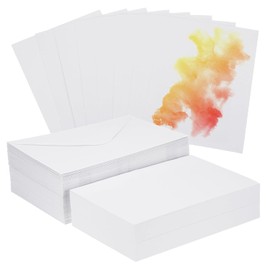 PATIKIL 100 Juegos Puro Algodón Acuarela Tarjetas 140lb/300 GSM Postales con Sobres para Arte Pintura Creativo Agradecimiento Notas, 5x7 Pulgada