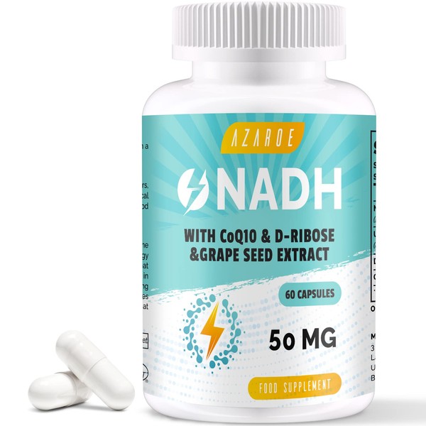 NADH 50mg Maximum Strength NADH - Energy Booster, NAD+ Supplement, Active Form of Vitamin B3, 2 Months Supply, 60 Count (Pack of 1)