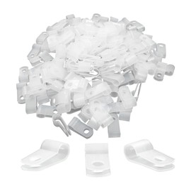 Waziaqoc 200 Pcs 1/4 Inch Rope Light Clips, Nylon R-Style Mounting Clips, Cable Clip Wire Clamps for Wire Management, Outside String Lights