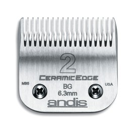 Andis 63030 Ceramic Edge Carbon-Infused Detachable Steel Clipper Blade - Ceramic Cutting Technology, Stays Sharper Longer - Fits All Andis Series - Size 2, 1/4-Inch (6.3mm) Cut Length, Silver