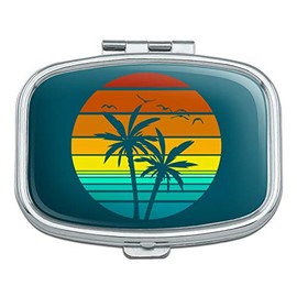 Sunset with Palm Trees Graphic Rectangle Pill Case Trinket Gift Box