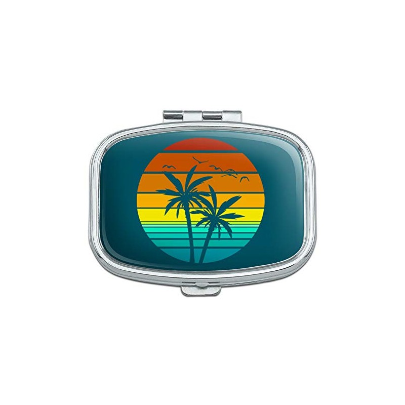 Sunset with Palm Trees Graphic Rectangle Pill Case Trinket Gift