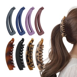 8Pcs Banana Hair Clips, BOJVESH Large Clincher Double Comb Clips for Thick Hair, Strong Ponytail Holder Clip, Non-slip Banana Clips Hair Barrettes Accessories for Women Girls Curly Straight