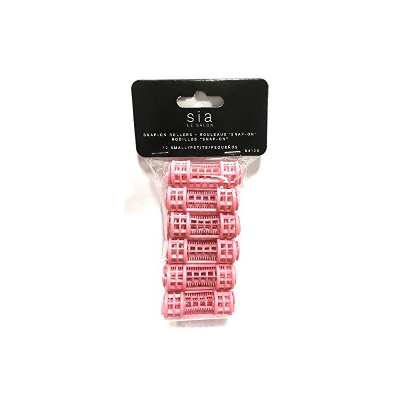 12pc Small Mini Tiny Snap On (Clip-On) Hair Rollers PINK