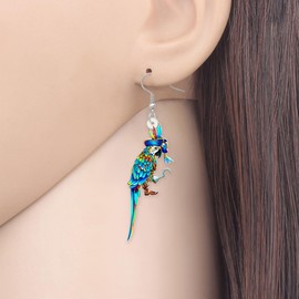 DOWAY Cute Acrylic Macaw Parrot Earrings Dangle Charms Jimmy Buffett Accessories for Women Summer Animals Jewelry Gifts (Pirate Parrot A)