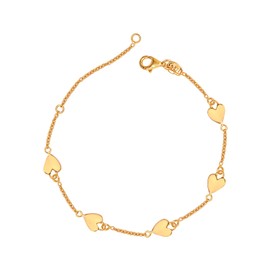 LeCalla 925 Sterling Silver Hearts Bracelets for Women | 14K Gold-Plated Station Heart Charm Bracelet | Adjustable Heart-Link Bracelet 7.5 Inches