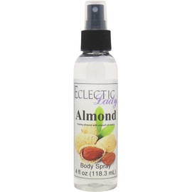 Almond Body Spray, 4 ounces, Body Mist for Women with Clean, Light & Gentle Fragrance, Long Lasting Perfume with Comforting Scent for Men & Women, Cologne with Soft, Subtle Aroma For Daily Use