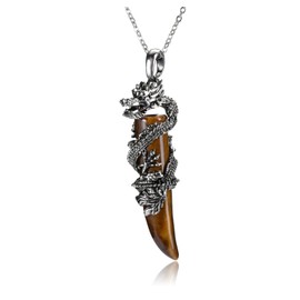 Jovivi Crystal Dragon Necklace for Men Women Dragon Wrapped Tiger Eye Healing Stone Pendant Necklace Retro Cool Mens Crystal Necklaces Natural Gemstone Quartz Spirtural Jewelry