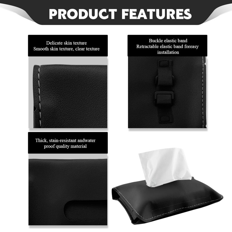 Lyxheth Car Tissue Holder, Tissue Box for Car, PU Leather