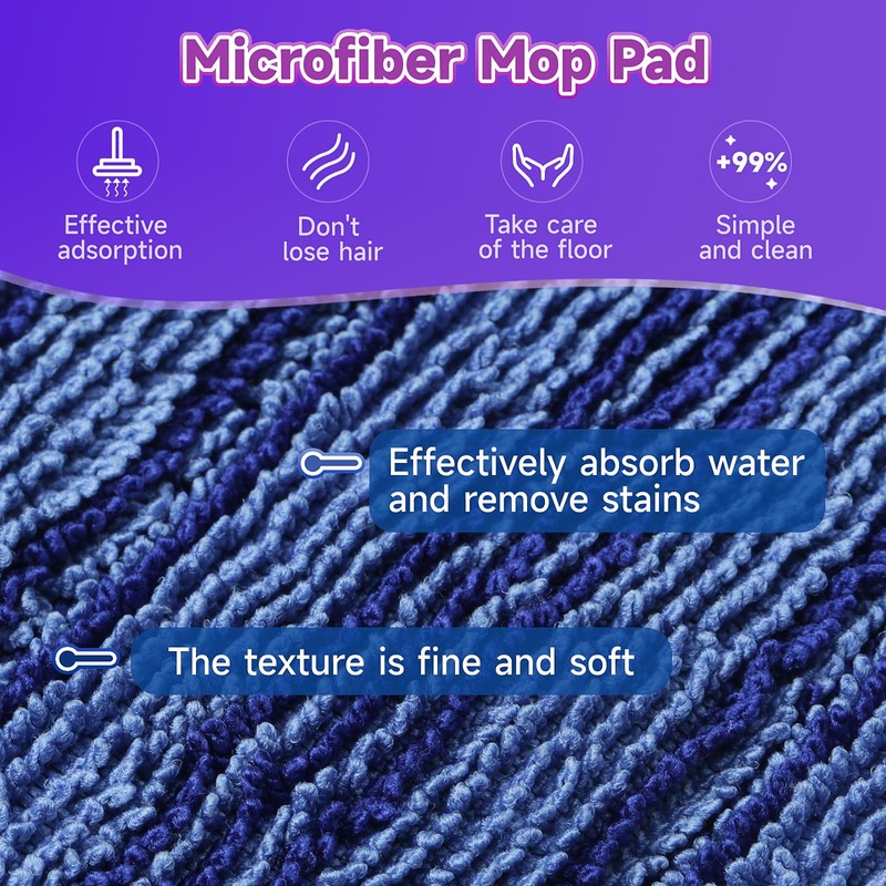 8 Pack Reusable Mop Pads Compatible for Swiffer PowerMop,Microfiber Mop