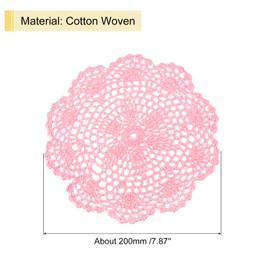 sourcing map Crochet Doilies, 6Pcs 8" - Handmade Crochet Cotton Coaster, Round Lace Placemats with Floral Patterns for Wedding Party Decoration (Pink)