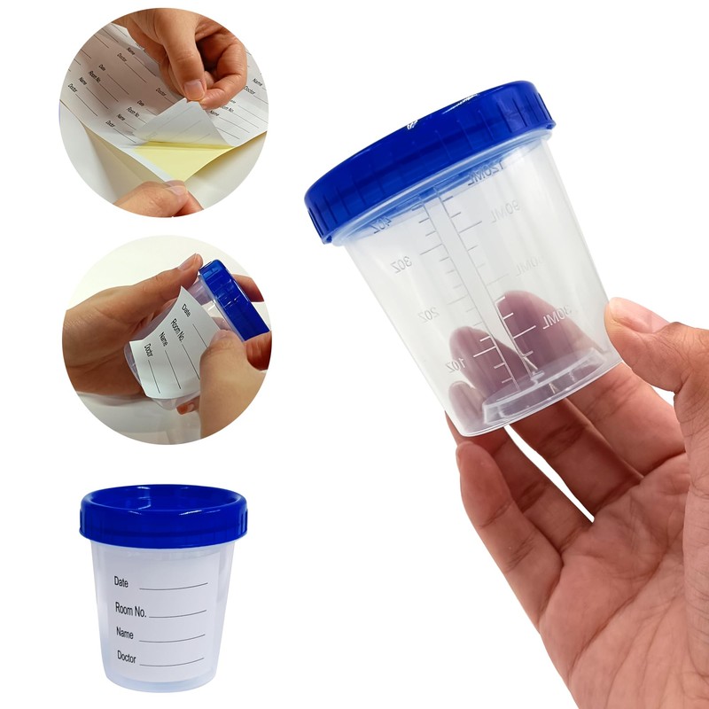 20 PCS 4oz/120ml Disposable Specimen Cups with Leak-Proof Screw-on Cap