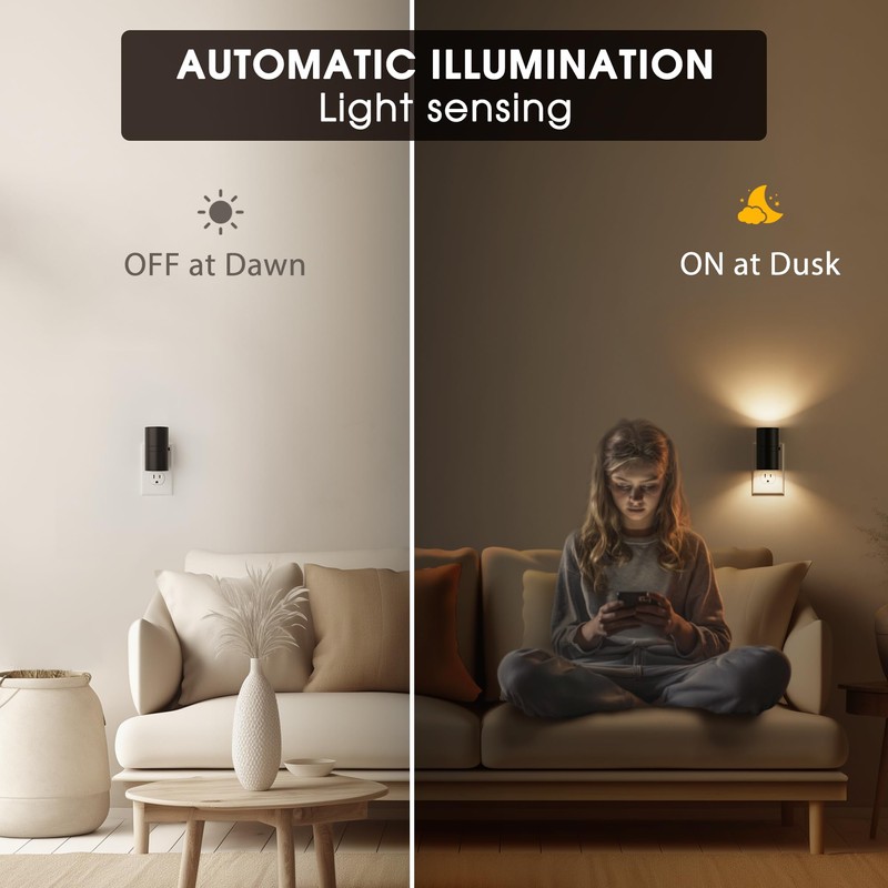 Briignite Night Light, Dusk to Dawn Sensor, Soft White 3000K