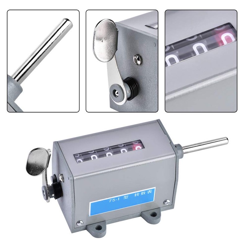 Fdit Rotary Revolution Counter, 75-I 5 Digits Display Mechanical Resettable