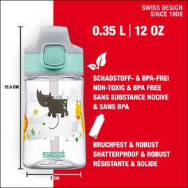 SIGG Miracle Children's Water Bottle (0.35 L), Children's Bottle with Leak-proof Lid, One-Handed Drinking Bottle with Straw, Green