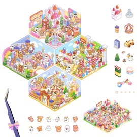 LTWVDIZ 3D House Stickers, DIY Three-Dimensional Sticker Scenes, hree-Dimensional Miniature Scene Stickers. Adults and Children Engage in Homemade Sticker Activities Togethe (Amusement Park C)