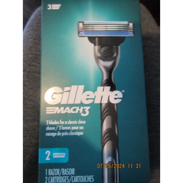 Gillette Brand New Gillette Men's Mach 3 1-Razor and 2-Cartridge