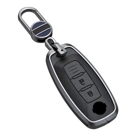 ontto 3 buttons Leather Key Fob Cover fit for Nissan Ariya Qashqai ePower Xtrail ePower Juke Teana 2023 2024 keychain accessories Zinc Alloy Smart Key Case shell Holder bag Keyring Black A