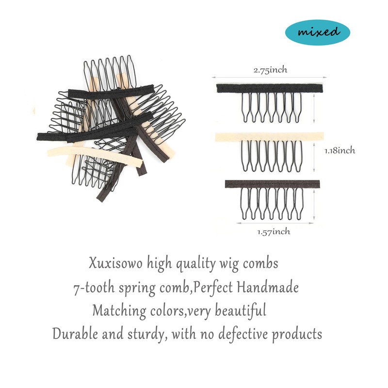 Xuxisowo 30 Pcs Stainless Steel Wig Clips, 7-Teeth Wig Combs