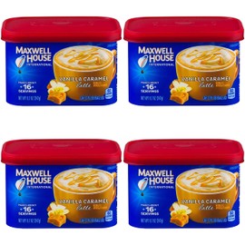 Maxwell House International Cafe Vanilla Caramel Latte Instant Coffee (8.7 oz Tin) Pack of 4